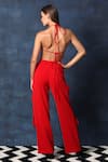 Shop_Swatee Singh_Red Heavy Crepe Plunging V Bikini Top And Cargo Pant Set _at_Aza_Fashions