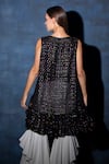 Shop_Swatee Singh_Black Georgette Round Textured High Low Top _at_Aza_Fashions