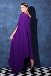 Shop_Swatee Singh_Purple Crepe Plain One Shoulder Maxi Kaftan Dress _at_Aza_Fashions