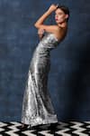 Swatee Singh_Silver Embellished Off Shoulder Starry Corset Gown _at_Aza_Fashions