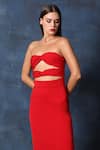 Swatee Singh_Red Heavy Crepe Off Shoulder Tube Knot Maxi Gown _Online_at_Aza_Fashions