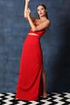 Shop_Swatee Singh_Red Heavy Crepe Off Shoulder Tube Knot Maxi Gown _Online_at_Aza_Fashions