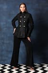 Buy_Swatee Singh_Black Georgette Turtle Neck Embellished Blazer Top _at_Aza_Fashions