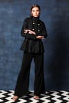 Swatee Singh_Black Georgette Turtle Neck Embellished Blazer Top _at_Aza_Fashions