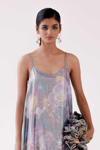 Yavi_Purple V-neck Maeve Floral Pattern Slip Dress _Online_at_Aza_Fashions