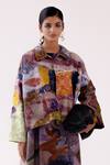 Yavi_Multi Color Brocade Embroidery Collared Sage Floral Pattern Jacket _Online_at_Aza_Fashions