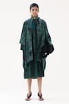Buy_Yavi_Green Silk Velvet Print Geometric Straight Stella Jacket  _at_Aza_Fashions