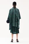 Shop_Yavi_Green Silk Velvet Print Geometric Straight Stella Jacket  _at_Aza_Fashions