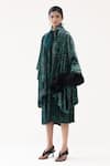 Buy_Yavi_Green Silk Velvet Print Geometric Straight Stella Jacket  _Online_at_Aza_Fashions