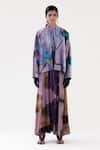 Buy_Yavi_Purple Silk Velvet Woodblock Open Ada Jacket  _at_Aza_Fashions