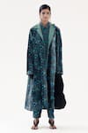 Buy_Yavi_Blue Silk Velvet Kaleidoscope Print Lapel Aylin Mystic Long Jacket  _Online_at_Aza_Fashions