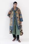 Buy_Yavi_Gold 100% Wool Peony Bloom Print Peter Pan Collar Katie Jacket  _at_Aza_Fashions
