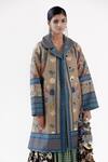 Shop_Yavi_Gold 100% Wool Peony Bloom Print Peter Pan Collar Katie Jacket  _Online_at_Aza_Fashions