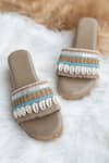 Shop_Jutti Express_Beige Embellished Cowrie Shell Wedges _at_Aza_Fashions