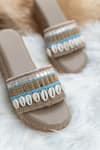 Jutti Express_Beige Embellished Cowrie Shell Wedges _Online_at_Aza_Fashions