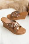 Shop_Jutti Express_Brown Embroidery Thread Wedges _at_Aza_Fashions