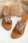 Jutti Express_Brown Embroidery Thread Wedges _Online_at_Aza_Fashions