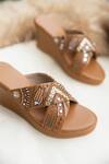 Buy_Jutti Express_Brown Embroidery Thread Wedges _Online_at_Aza_Fashions