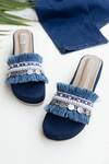 Shop_Jutti Express_Blue Embellished Thread Fringed Wedges _at_Aza_Fashions