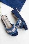 Buy_Jutti Express_Blue Embellished Thread Fringed Wedges _Online_at_Aza_Fashions