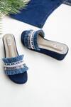 Shop_Jutti Express_Blue Embellished Thread Fringed Wedges _Online_at_Aza_Fashions