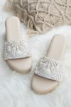 Jutti Express_Off White Embellished Pearl Wedges_Online_at_Aza_Fashions