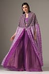 Buy_Yashodhara_Purple Organza Embroidered Shibori Geometric Cutdana Palazzo Set  _at_Aza_Fashions