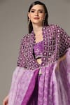 Yashodhara_Purple Organza Embroidered Shibori Geometric Cutdana Palazzo Set  _at_Aza_Fashions