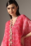 Shop_Yashodhara_Pink Organza Embroidered Shibori Cape Pattern Asymmetric Palazzo Set  _Online_at_Aza_Fashions