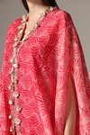 Yashodhara_Pink Organza Embroidered Shibori Cape Pattern Asymmetric Palazzo Set  _at_Aza_Fashions