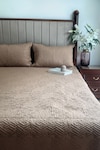 Buy_Sadyaska_Beige 100% Cotton Gallant Quilted Reversible Bedspread Set _at_Aza_Fashions