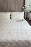 Buy_Sadyaska_Ivory 100% Cotton Triumph Quilted Reversible Bedspread Set_at_Aza_Fashions