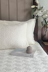 Shop_Sadyaska_Ivory 100% Cotton Triumph Quilted Reversible Bedspread Set_at_Aza_Fashions