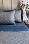 Shop_Sadyaska_Blue Cotton Rich Gizmo Quilted Reversible Bedspread Set_at_Aza_Fashions