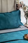 Shop_Sadyaska_Emerald Green Fabric Velvet Bonito Quilted Bedspread Set_at_Aza_Fashions