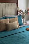 Sadyaska_Emerald Green Fabric Velvet Bonito Quilted Bedspread Set_Online_at_Aza_Fashions