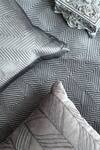 Sadyaska_Grey Fabric Velvet Maze Geometric Quilted Bedspread Set _Online_at_Aza_Fashions