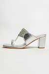 The Alter_Silver Solid Braided Kolhapuri Block Heels _at_Aza_Fashions