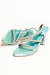 Buy_The Alter_Green Rhinestones Sea Block Heels _Online_at_Aza_Fashions