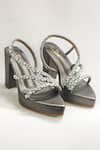 Shop_The Alter_Grey Rhinestones Kiara Embellished Block Heels _at_Aza_Fashions