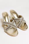 Shop_The Alter_Gold Crystals Embellished Block Heels _at_Aza_Fashions