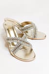 The Alter_Gold Crystals Embellished Block Heels _Online_at_Aza_Fashions