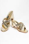The Alter_Gold Crystals Embellished Block Heels _at_Aza_Fashions