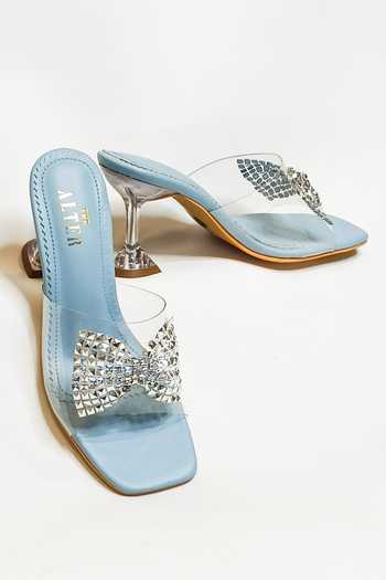 Shop_The Alter_Blue Studs, Bows Embellished Pyramid Heels 