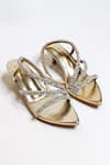 Shop_The Alter_Gold Rhinestones Kiara Metallic Embellished Kitten Heels _at_Aza_Fashions