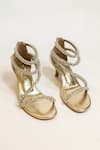 Buy_The Alter_Gold Rhinestones Serena Embellished Strappy Kitten Heels _at_Aza_Fashions
