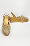 Buy_THE ALTER_Gold Pearls Amara Embellished Wedges_at_Aza_Fashions