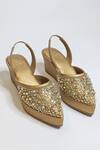 Shop_THE ALTER_Gold Pearls Amara Embellished Wedges_at_Aza_Fashions