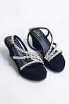 Shop_The Alter_Black Rhinestones Kiara Embellished Strappy Wedges _at_Aza_Fashions