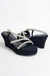 Shop_The Alter_Black Rhinestones Kiara Embellished Strappy Wedges _Online_at_Aza_Fashions